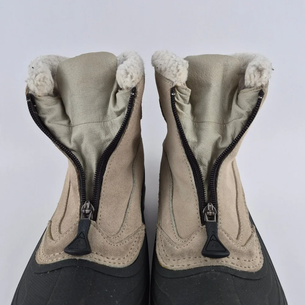 Columbia Cascadian Snowchill Womens 9 Winter Boots Beige BL1167-160 Zip Suede